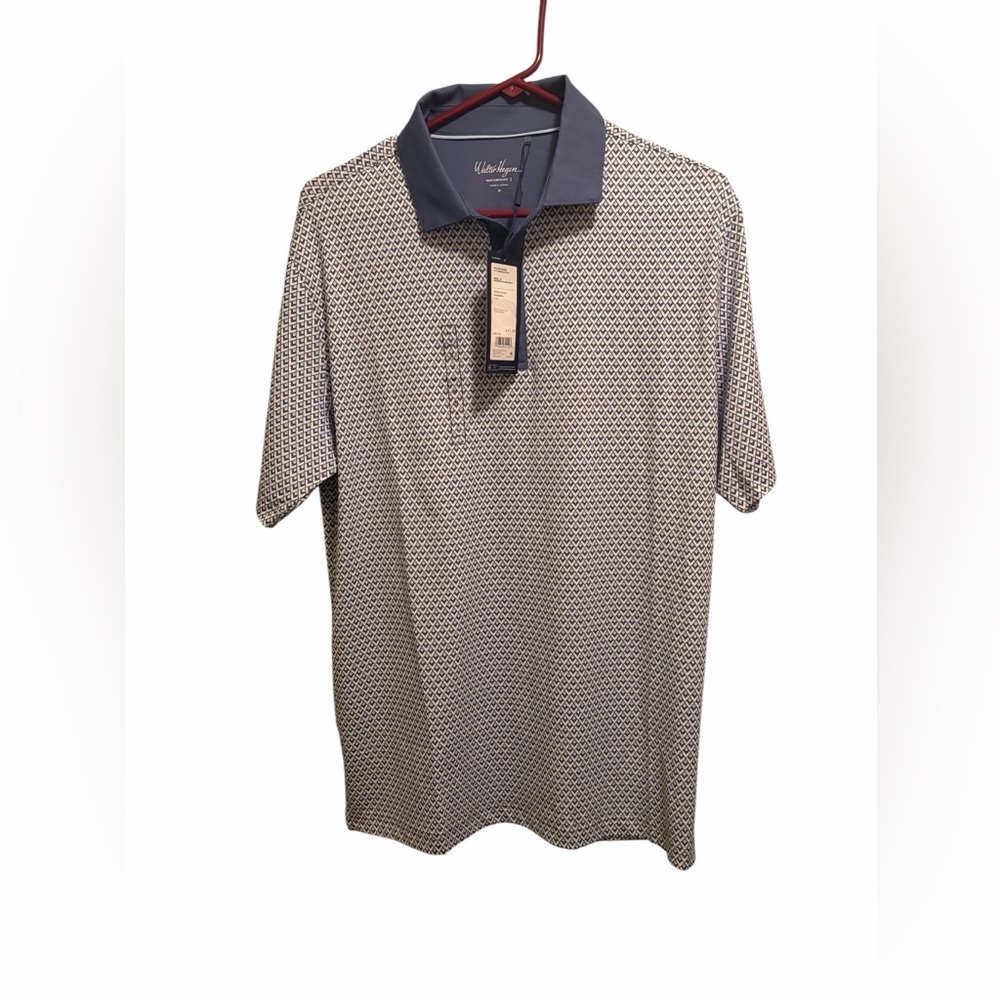 Walter Hagen P11 printed polo. Size medium. New with tags. Diamond Foulard White